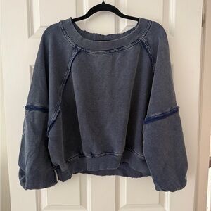 Free People Washer Blue Sweatshirt